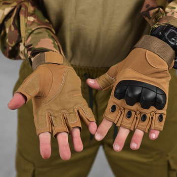 Безпалі рукавиці із захисними накладками Outdoor Tactics койот розмір 2XL