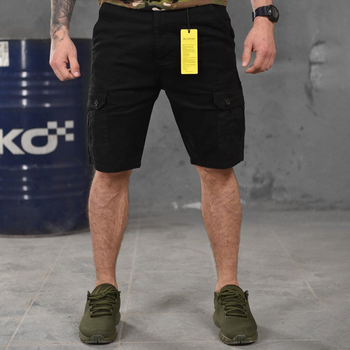 Мужские шорты Loshan коттон с лямками под ремень черные размер XL