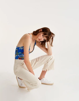 Боді Pull & Bear синій в візерунки ZOQUZ861 L