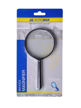 Лупа Buromax 3-кратная, диаметр 75 мм, пластик, черная BM.4303 (5979)
