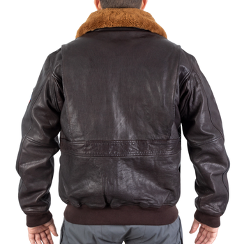 Куртка льотна шкіряна Sturm Mil-Tec Flight Jacket Top Gun Leather with Fur Collar XL Brown