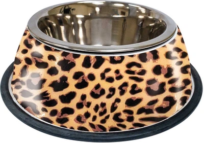 Миска Croci Animalier Leopard нержавіюча з гумовим підставою 0.37 л 20 см (8023222228351)