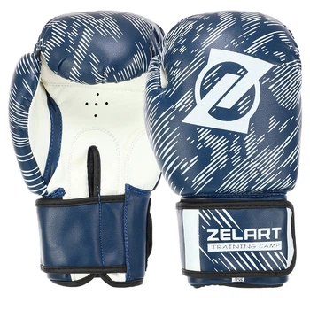 Перчатки боксерские на липучке Zelart Fight Gear 5018 12 унции Blue-White