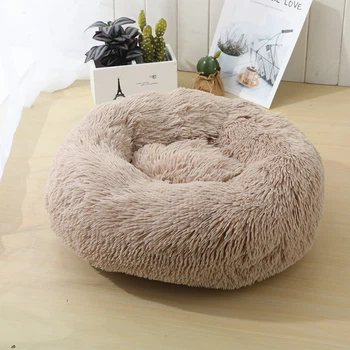Круглий лежак для котів Pet Style "Пончик" круглий Бежевий 40