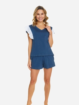 Піжама (футболка + шорти) жіноча бавовняна Doctor Nap PM.5362 S Темно-синя (5902701193058)