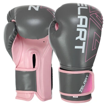 Боксерские перчатки Zelart Fight Gear 9056 12 унций Grey-Pink