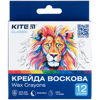 Мел восковой, 12 цветов Kite Classic