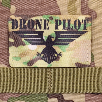 Шеврон Drone Pilot, 8х5, на мультикаме, на липучке (велкро), патч печатный