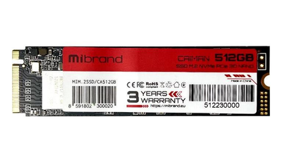 Накопичувач SSD M2 512Gb Mibrand Caiman PCI Express 3.0 x4 (MIM.2SSD/CA512GB)
