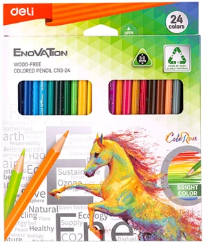Карандаши цветные Deli Enovation треугольный пластиковый корпус EC113-24 24 цвета Картонная упаковка (6921734936684)