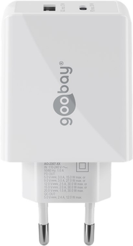 Зарядний пристрій Goobay USB-C PD Dual Fast Charger 30W White