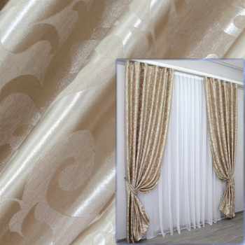 Комплект готових штор VR-Textil Жакард Вензель № 416ш 150х275 см 2 шт Бежевий (33-0081)