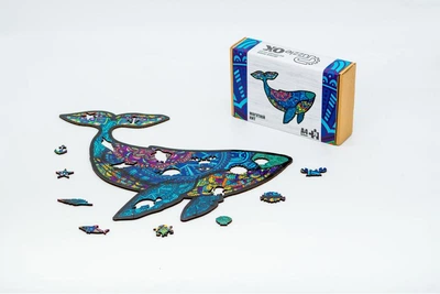 Деревянные пазлы PuzzleOK Могущественный кит 26,5*20 см, в картонной упаковке, 75 деталей