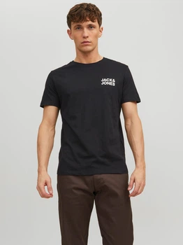 Футболка хлопковая длинная мужская Jack & Jones 12151955 M Черная (5714487087984)