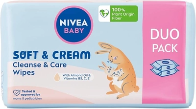 Серветки Nivea Baby Soft & Cream 2x57 шт (9005800374413)