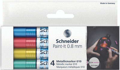 Набір акрилових маркерів Schneider Paint-It Metallic 0.8 мм 4 шт (4004675151810)