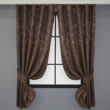 Комплект коротких штор VR-Textil Льон мармур Pavliani № 1173ш 130х170 см 2 шт Коричневий (35-0055)
