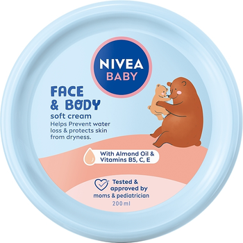 Krem pielęgnacyjny do twarzy i ciała Nivea Baby 200 ml (9005800369549)