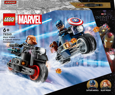 Zestaw klocków LEGO Marvel Motocykle Czarnej Wdowy i Kapitana Ameryki 130 elementów (76260) (955555903855219) - Outlet