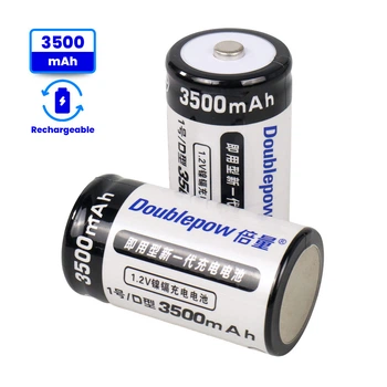 Комплект: акумулятор-батарейка тип D R20 373 1.2В 3500 mAh від Doublepow 2 шт + пластиковий бокс