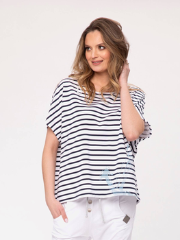 Koszulka damska bawełniana Look Made With Love Amalfi 114 L/XL Ciemnoniebieski/Biały (5903999304928)