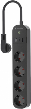 Мережевий фільтр Gembird Smart 4 розетки USB Type-A + USB Type-C 1.5 м Black (TSL-PS-S4U-01)