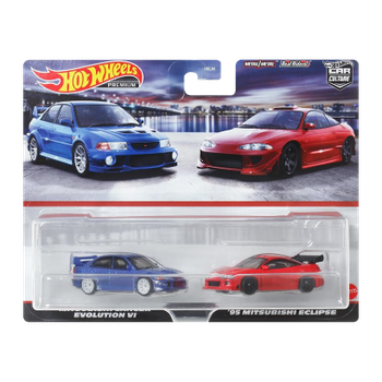 Машинка Premium 2шт Hot Wheels Mitsubishi '95 Mitsubishi Eclipse / Lancer Evolution VI 2-Packs 1:64 HKF59 Red