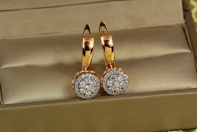 Сережки Xuping Jewelry Іней з родієм 2,1 см золотисті