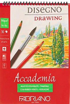 Альбом Fabriano Accademia A5 14.8х21 см 200 г/м² дрібне зерно на спіралі 30 аркушів (8001348150848)