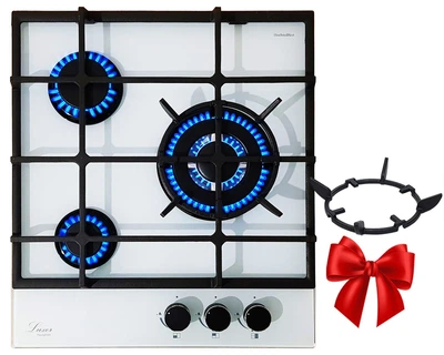 Варочная поверхность газовая Luxor RG 458 Blütenweiß WH BK + круглая подставка WOG в подарок белый