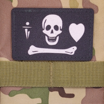 Шеврон Пиратский Флаг Боннета, черный, 8х5, на липучке( велкро), патч печатный