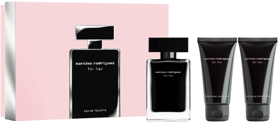 Zestaw damski Narciso Rodriguez For Her Woda toaletowa 50 ml + Perfumowany lotion do ciała 50 ml + Perfumowany żel pod prysznic 50 ml (3423222092436)