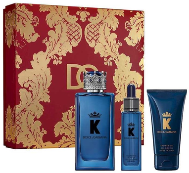 Набір для чоловіків Dolce & Gabbana K Парфумована вода 100 мл + Парфумована олійка для бороди 25 мл + Гель для душу 50 мл (8057971187386)