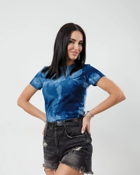 Жіноча футболка з ефектом тай-дай Fashion 46/48 синій