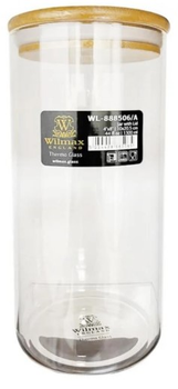 Емкость Wilmax Thermo стеклянная для хранения с бамбуковой крышкой 10х20.5 см 1.3 л (WL-888506/A)