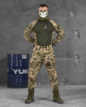 Тактичний костюм з посиленими колінами весна/літо штани+убакс L піксель (85877)