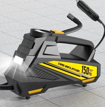 Автокомпресор портативний з автостопом та яскравим ліхтарем CarSun C3012, 150 PSI, 30л/хв (C3012)