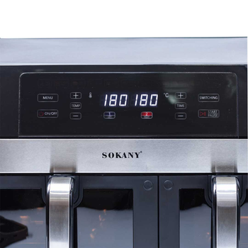 Аэрогриль двойной на 11литров Sokany SK-10034 Черный аэрофритюрница 7л+4л для дома 2800 Вт мультипечь сенсорная (SK10034)