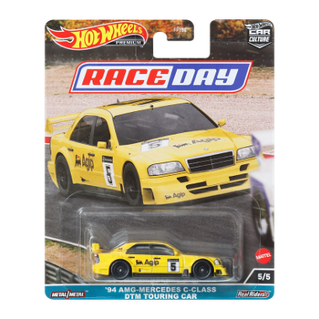 Машинка Premium Hot Wheels '94 AMG-Mercedes C-Class DTM Touring Car Race Day 1:64 HKC62 Yellow