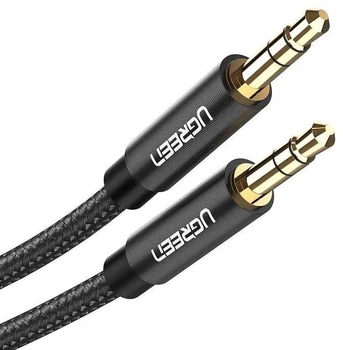 Аудиокабель UGREEN AV112 3.5mm male to 3.5mm male, Cable Gold Plated Metal Case with Braid, 1m, Black(UGR-50361) UGR-50361