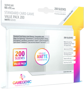 Koszulki na karty Gamegenic Matte Value Sleeving Pack 66 x 91 mm 200 szt (4251715409961)