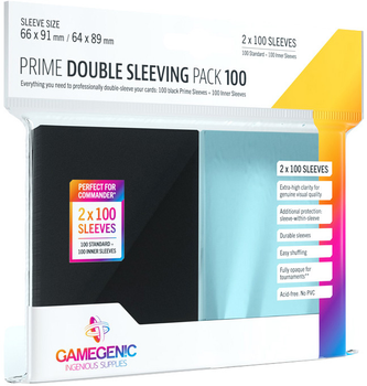 Карткові сорочки Gamegenic Prime Double Sleeving Pack (66 x 91 мм / 64 x 89 мм) 2 x 100 шт (4251715409947)