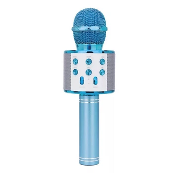 Детский Bluetooth караоке микрофон Wster WS-858 и портативная MP3 колонка 2в1, ручной микрофон Blue