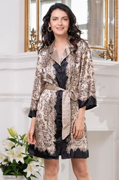 Короткий халат на пуговицах Mia-Amore 3697 42(S) Бежевый