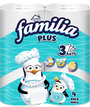 Упаковка кухонных полотенец Familia 90 отрывов 3 слоя 4 рулона (8690536024612)