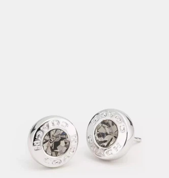 Сережки жіночі Coach Circle Stone Stud Earrings срібні з латуні