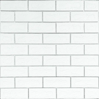 Панель стеновая самоклеющая дизайнерская Sticker Wall 700х700х5mm белый кирпич с серебром (D) SW-00001502