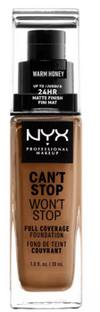 Тональна основа NYX Can't Stop Won't Stop Full Coverage Foundation Warm Honey 30 мл (800897181222)