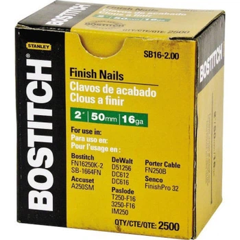 Цвяхи Bostitch оздоблювальні, тип "SB16", L=50 мм, капелюшок 3.0 мм, 2500 шт (SB16-2.00)