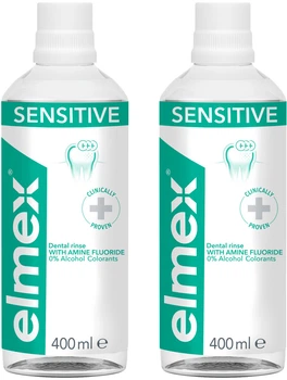 Упаковка ополіскувача для рота Elmex Sensitive Plus 400 мл х 2 шт (2172000018844)